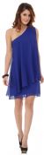 Roman Inspired One Shoulder Draped Cocktail Party Dress  in Royal Blue